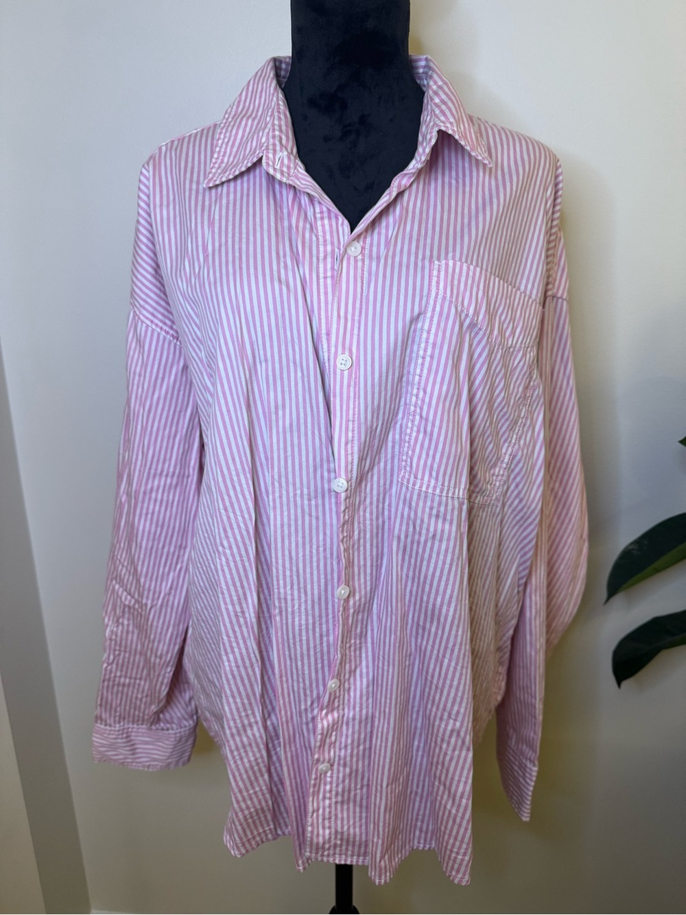 American Eagle Pink Striped Button-Up Shirt